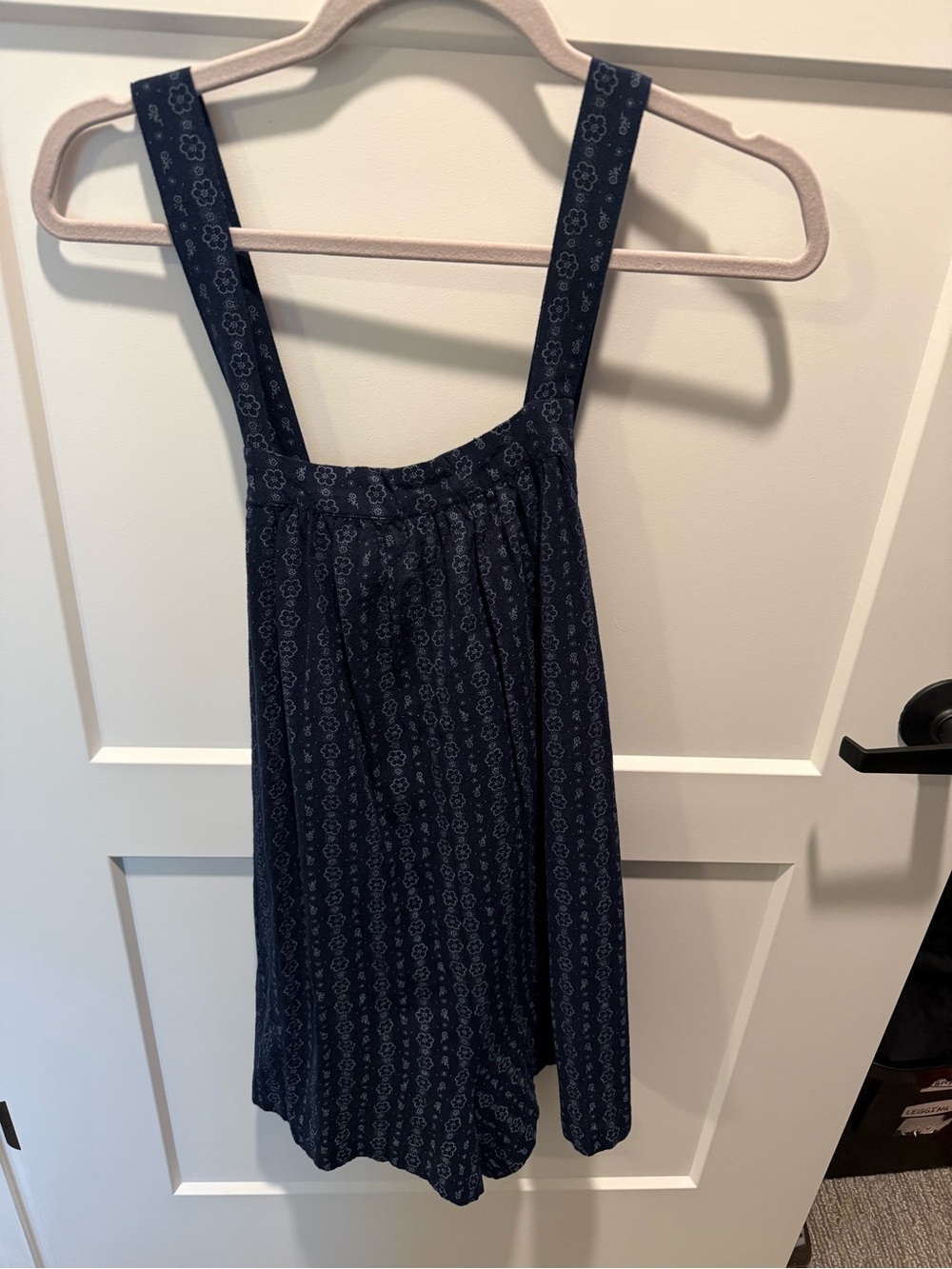 NWT Madewell Floral Print Romper Medium Navy Blue Cross Back 100% Cotton Boho